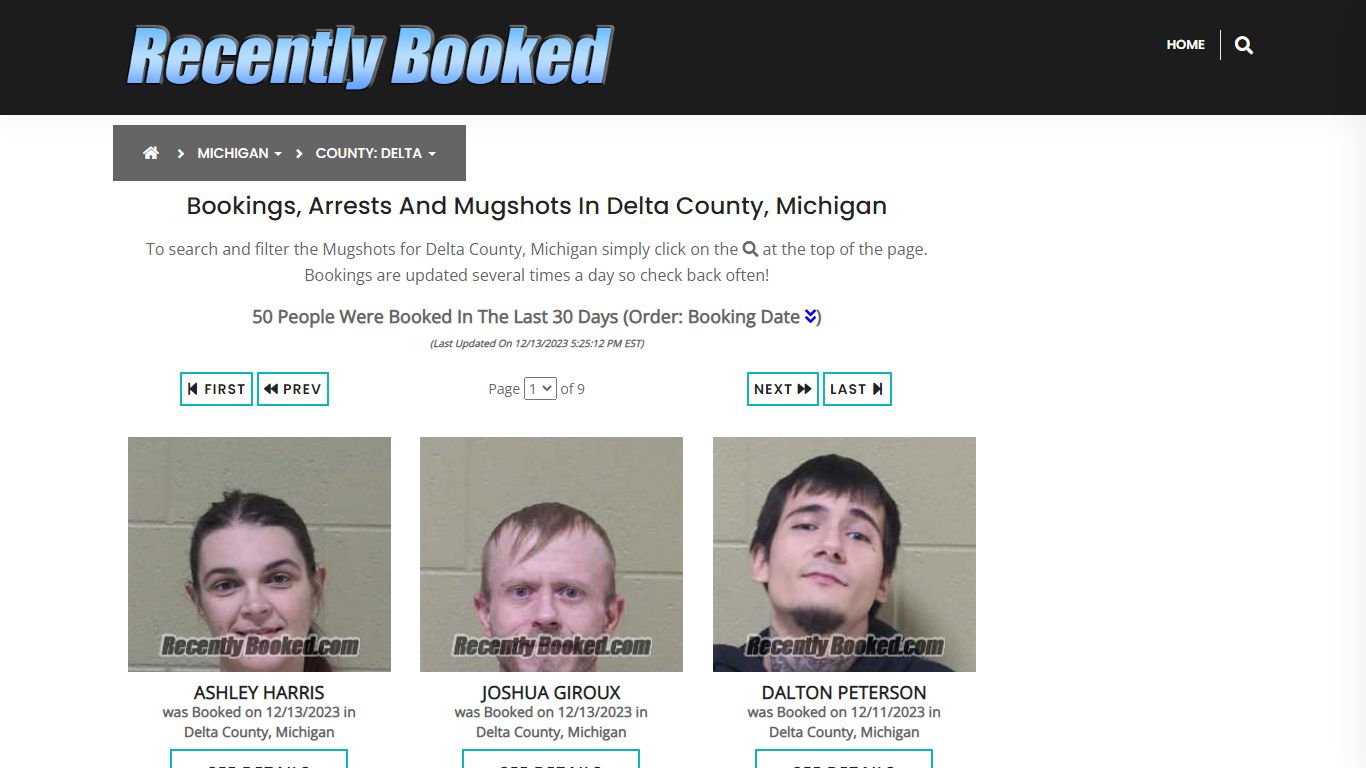 Recent bookings, Arrests, Mugshots in Delta County, Michigan